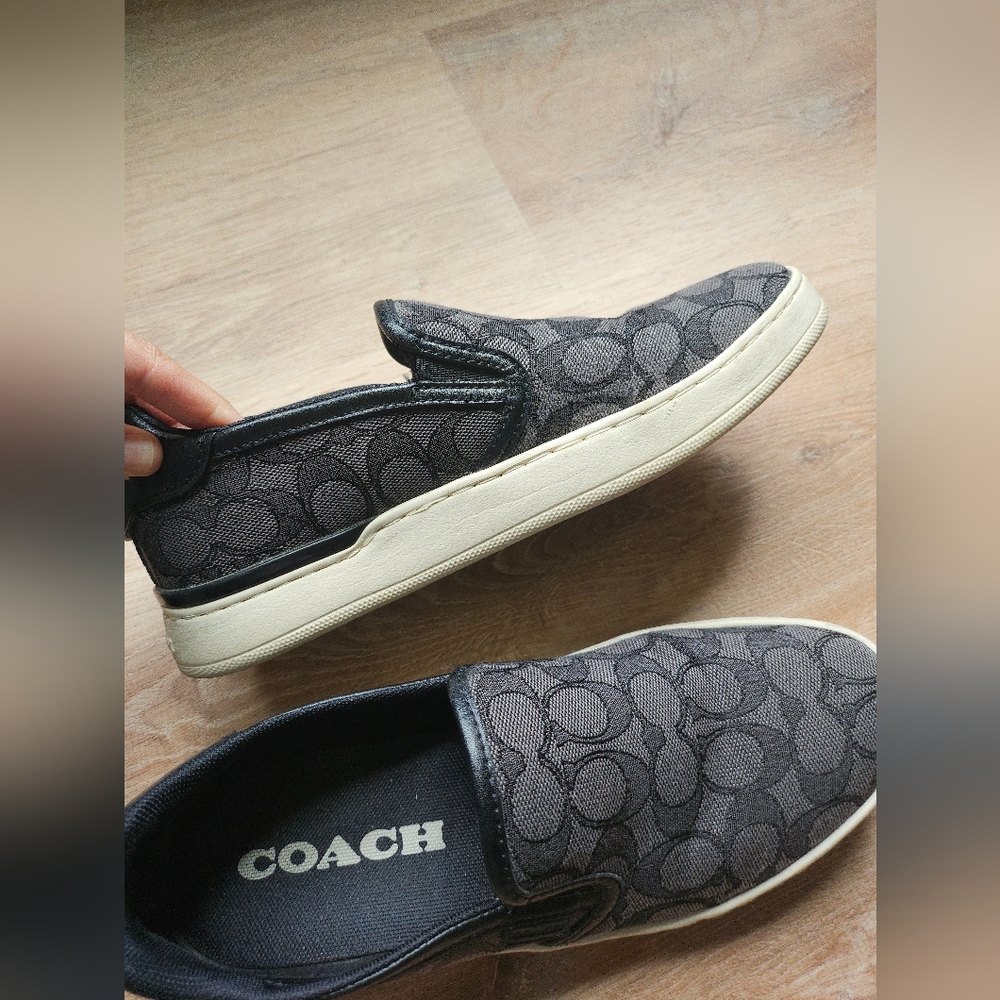 Coach Grey Monogram Slip-On Sneakers